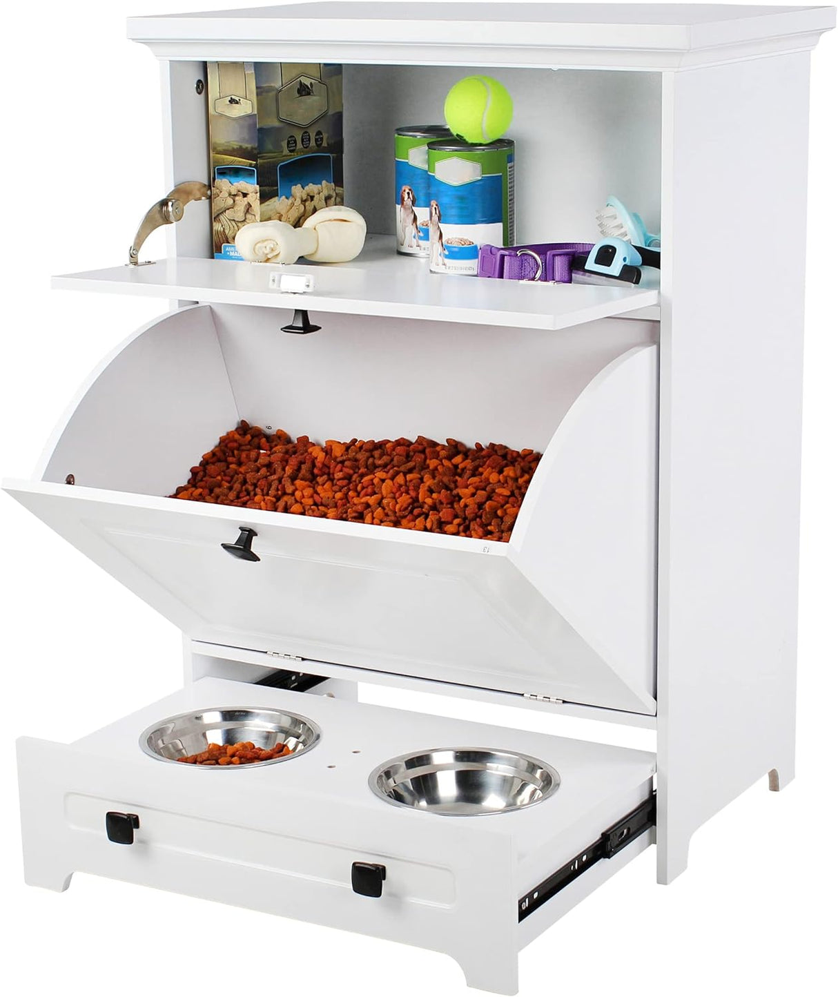 MiMu Soporte elevado para cuenco para perros con gabinete