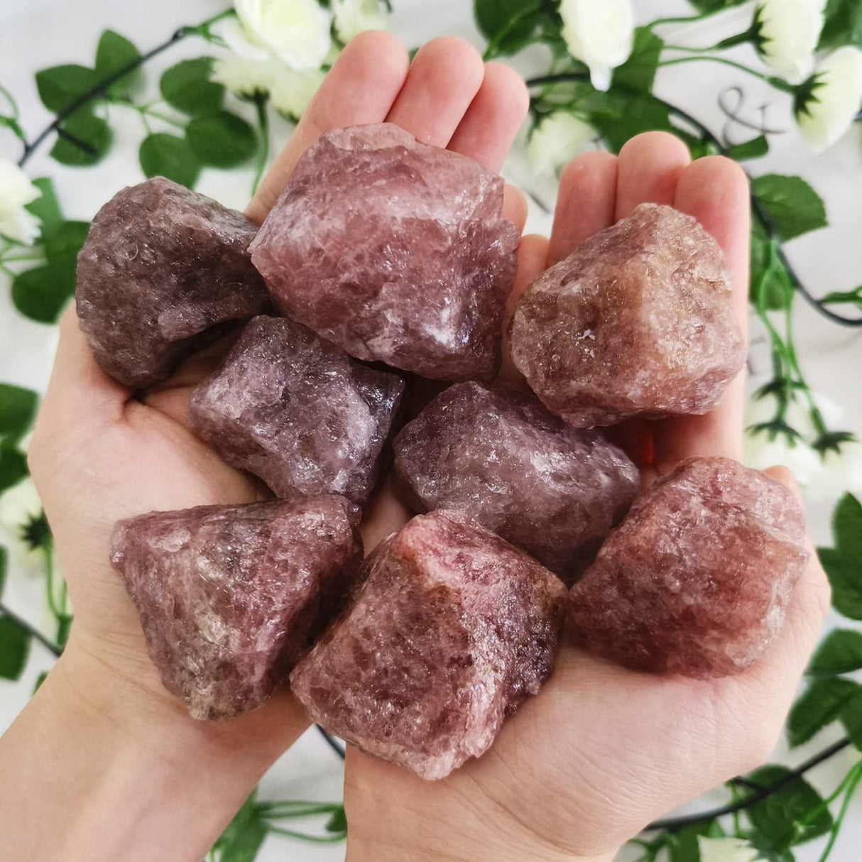 Cristales de cuarzo de fresa de 2 pulgadas, cristales naturales