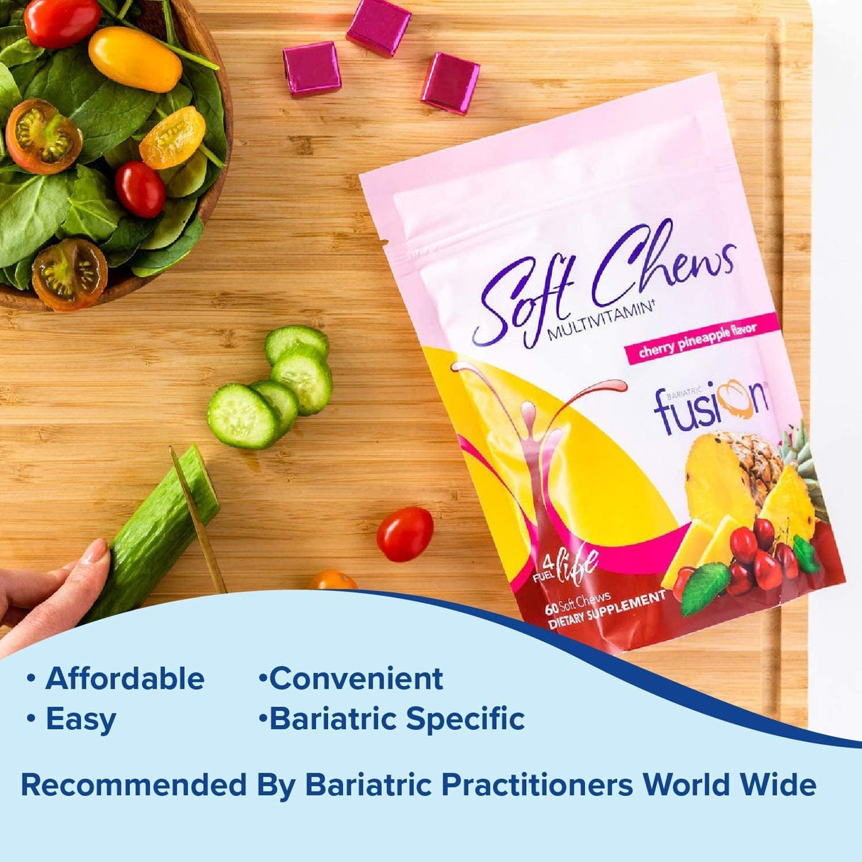 Vitaminas Masticables Bariatric Fusion Sabor Cereza Piña 60 Unidades