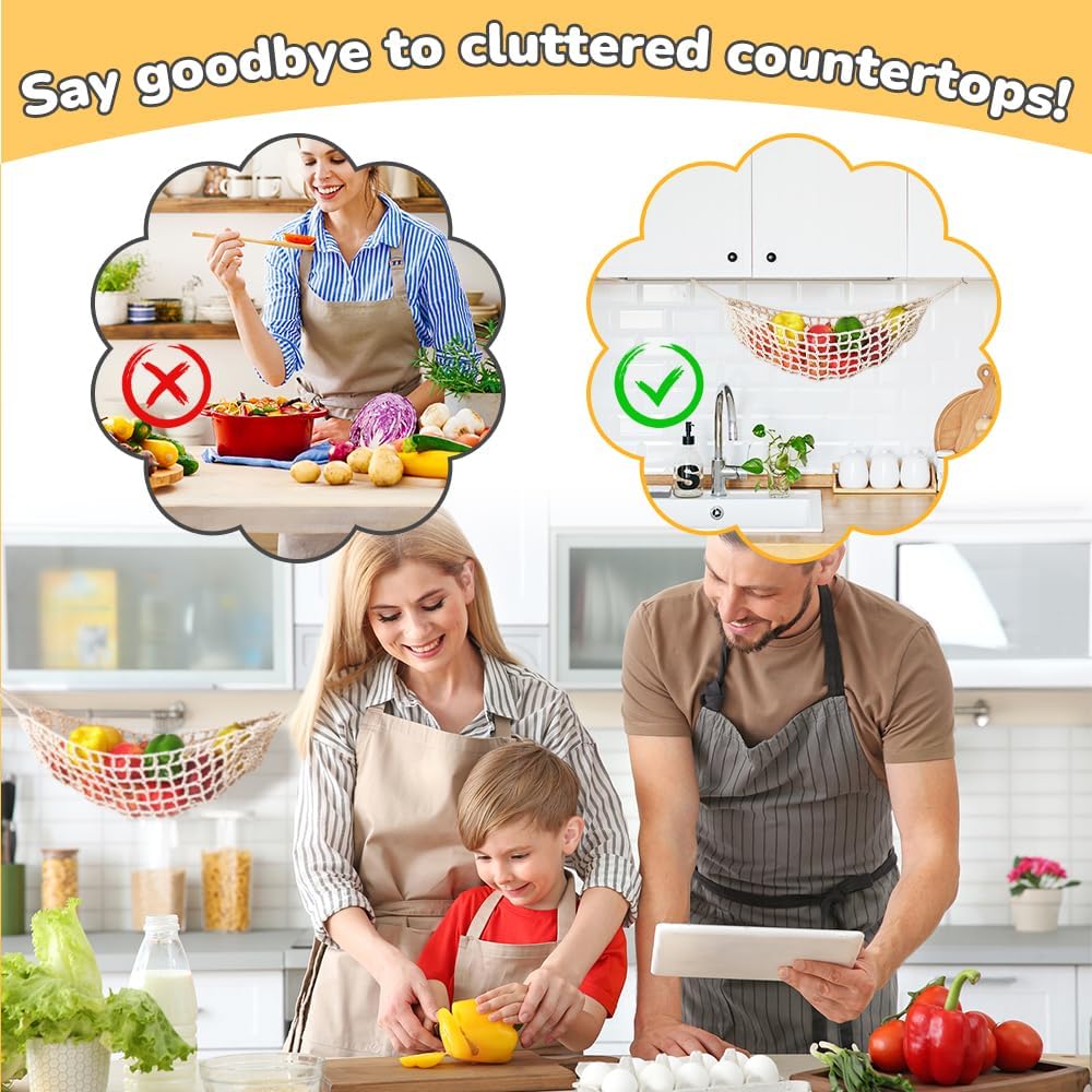 Hamaca para frutas, marca desconocida, 4 ganchos, modelo neto.