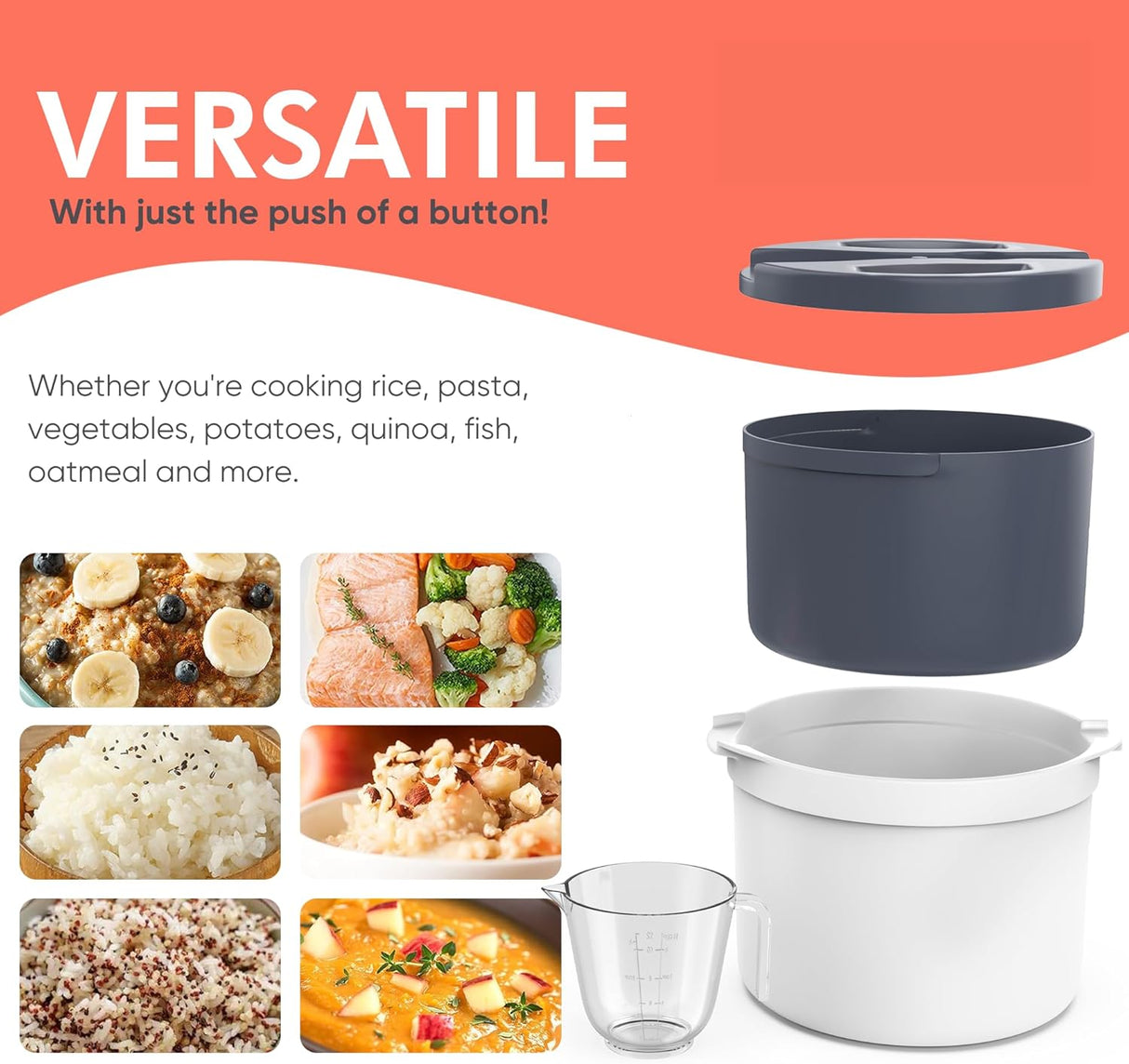 Cocedor de arroz y pasta, marca X, diseño sin desorden, 8 tazas