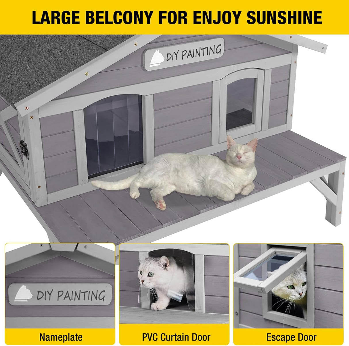 Casa para Gatos Aivituvin, Refugio de Madera 100% para Invierno