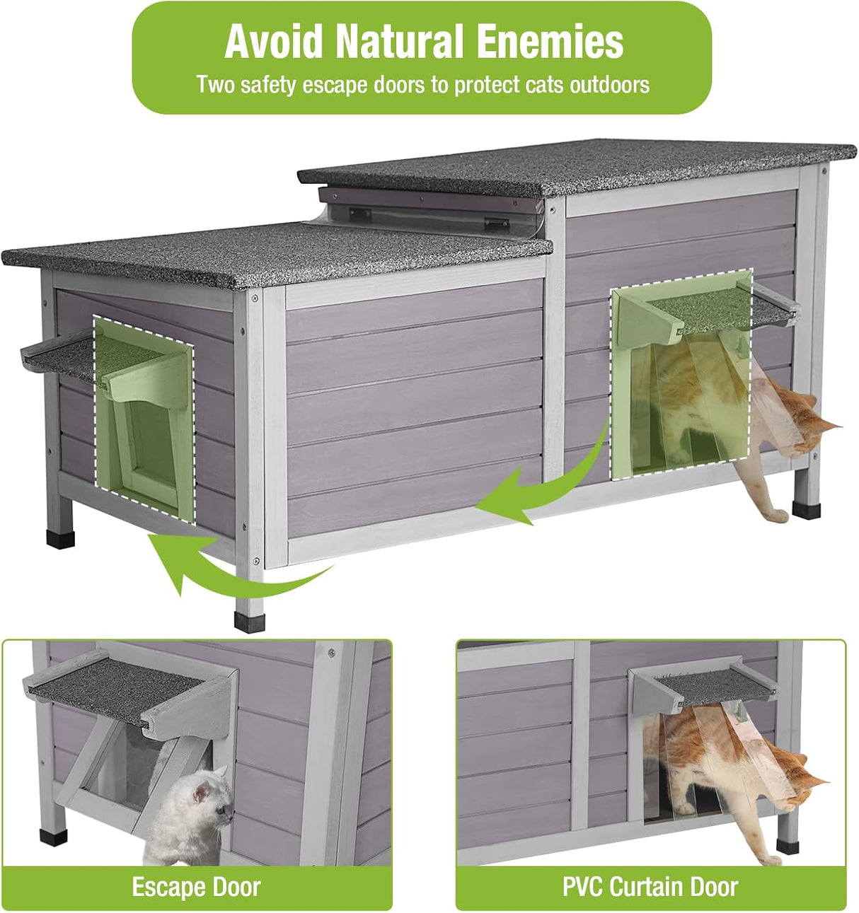 Casa exterior para gatos, AIR93-J, refugio resistente al clima