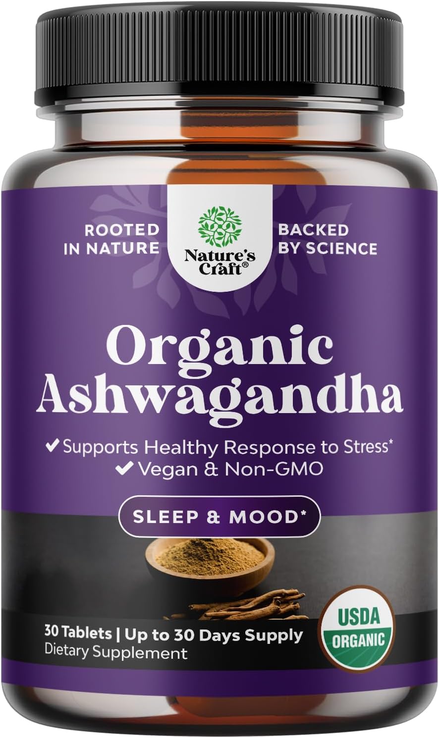 Suplementos de Ashwagandha Natures Craft - Vegan, 30 Tablet.