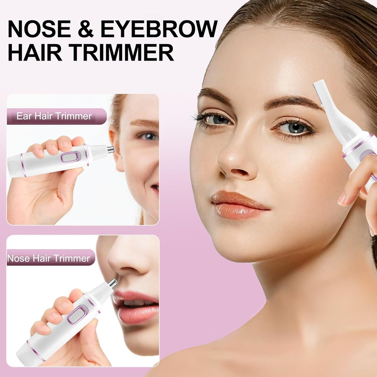 Recortadora de Vello Facial 2 en 1, Doble Cuchilla, Impermeable