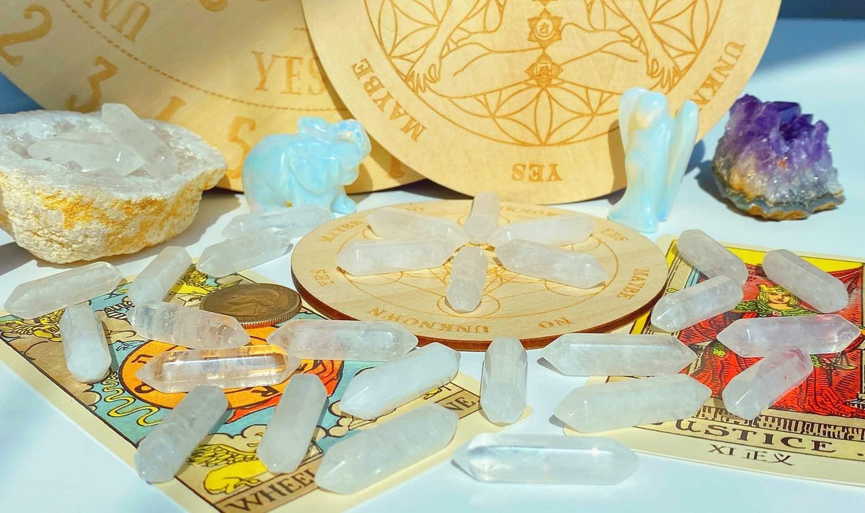 Juego de 10 varitas de cristal curativo de cuarzo transparente