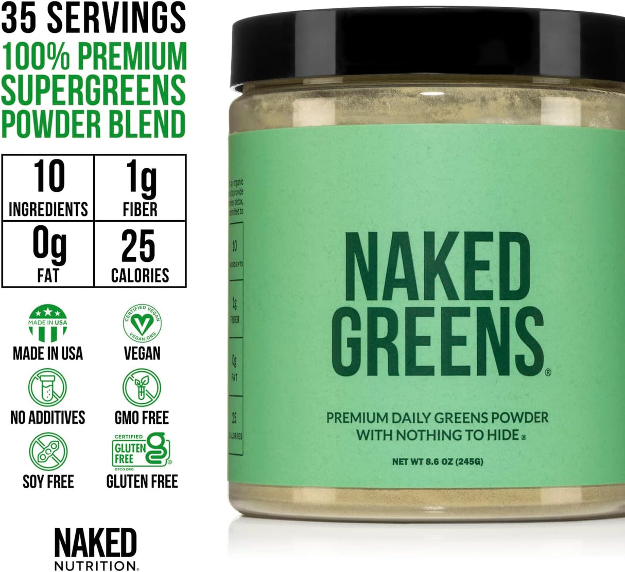 Suplemento de verduras orgánicas en polvo Super Greens 35por