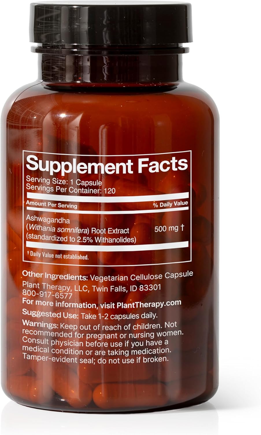 Suplemento de Ashwagandha, Plant Therapy, 120 Cápsulas Veganas