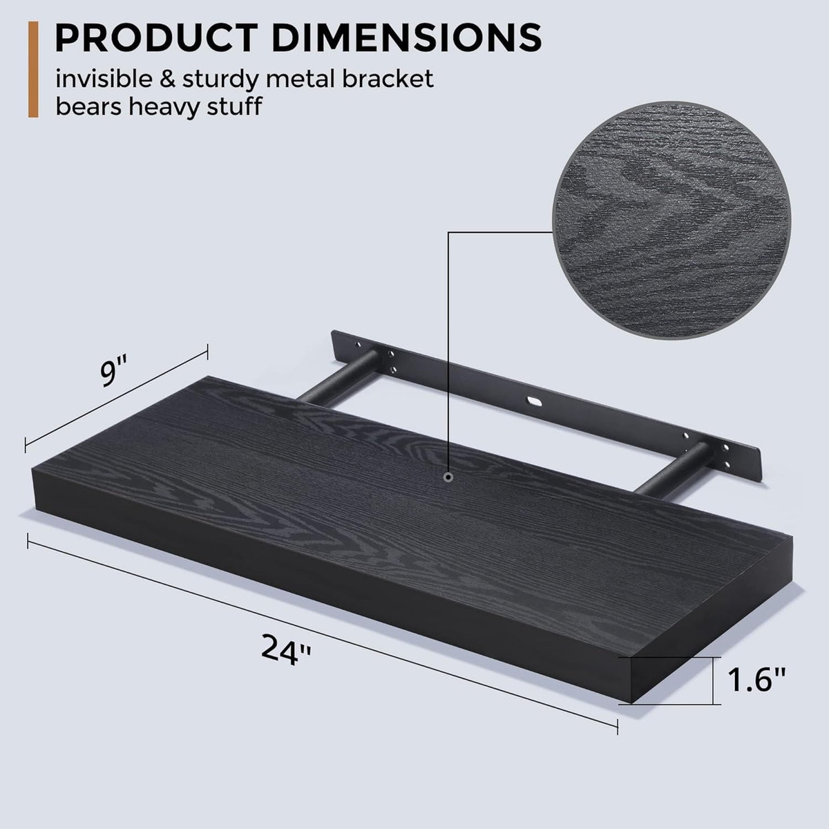 Estanterías Flotantes 2 Pack de Madera - 24 W x 9 D x 1.6 H