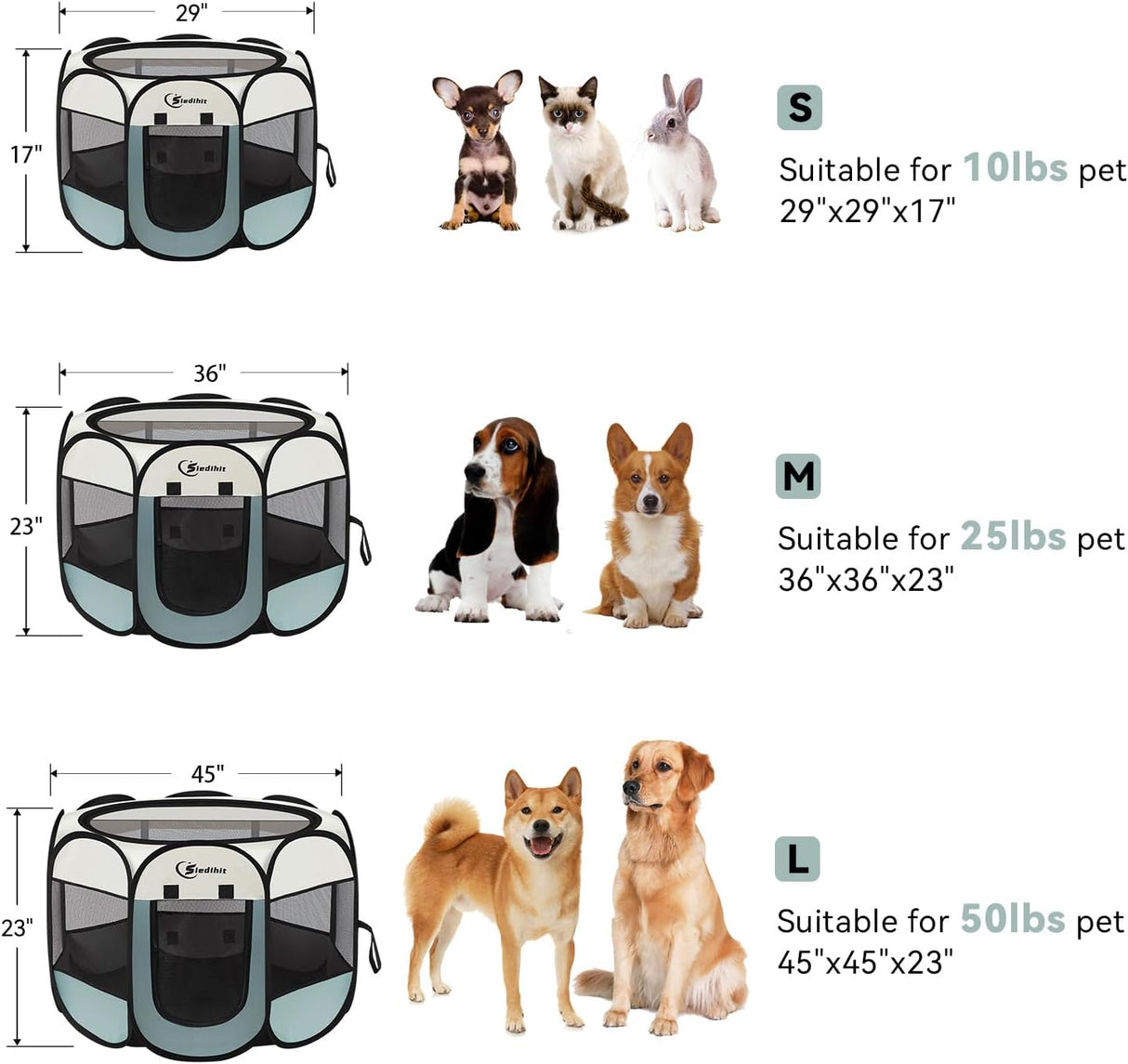 Parque para Perros, Portable, Zipper Superior, Grande, Indoor/Outdoor