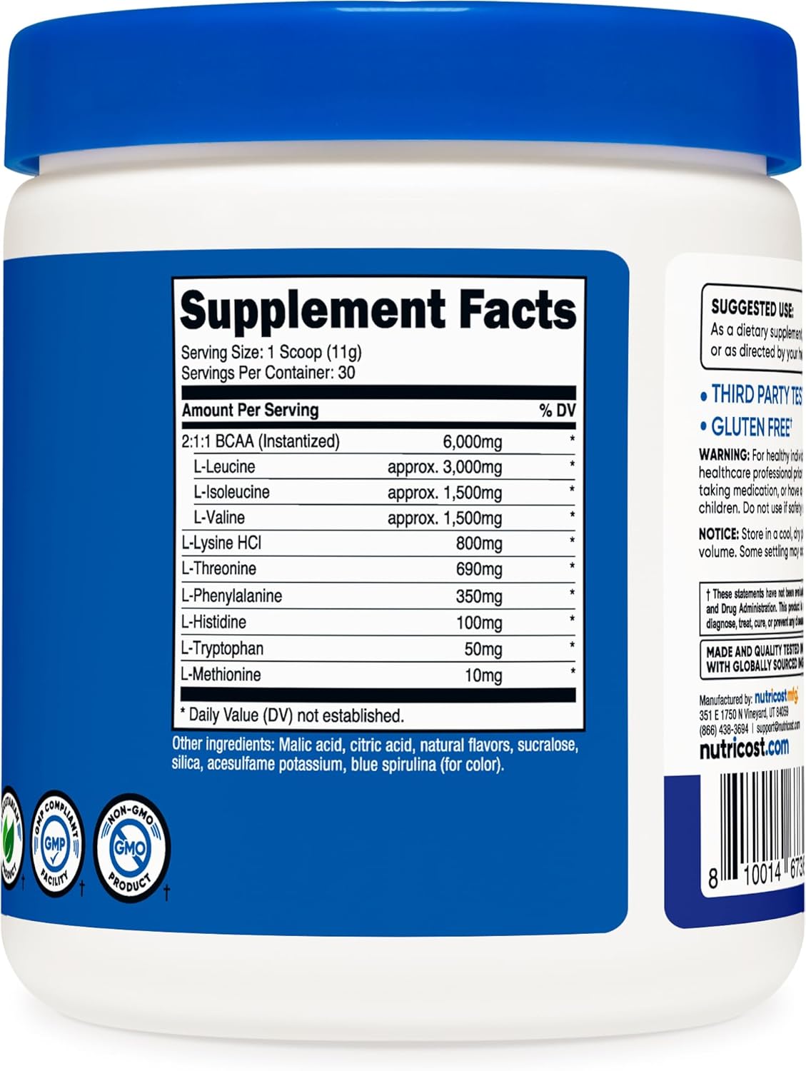 Nutricost EAA Powder 30 Servings - Aminoácidos Esenciales, No GMO