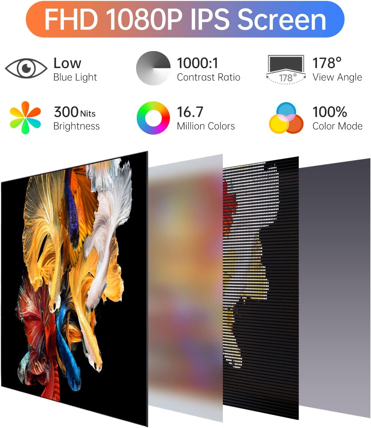 Monitor portátil 15.6 1080P USB-C HDMI, Ultra delgado, IPS