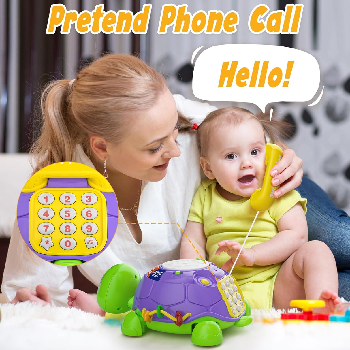 Juguete Musical para Bebés, Desarrollo, Bilingüe, Modelo Tortuga