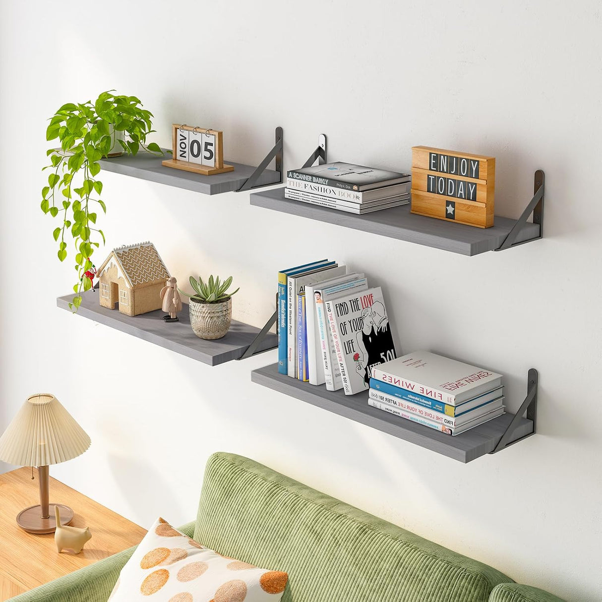 Estantes Flotantes YGEOMER, Madera, 4 Piezas, Decoración Hogar