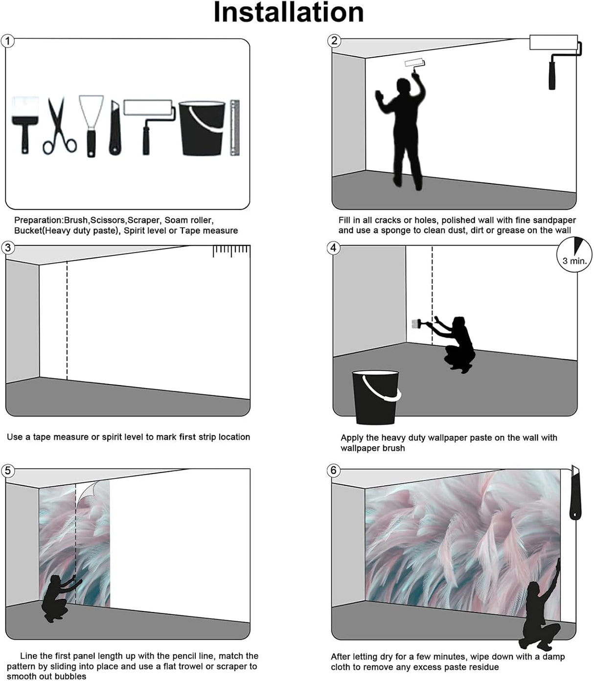 Mural 3D Plumas Bormia para Sala y Dormitorio, Decoración Artística