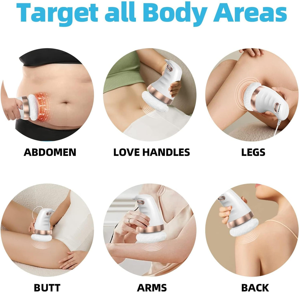 Masajeador Celulitis Eléctrico, 6 Almohadillas Lavables, Modelo X
