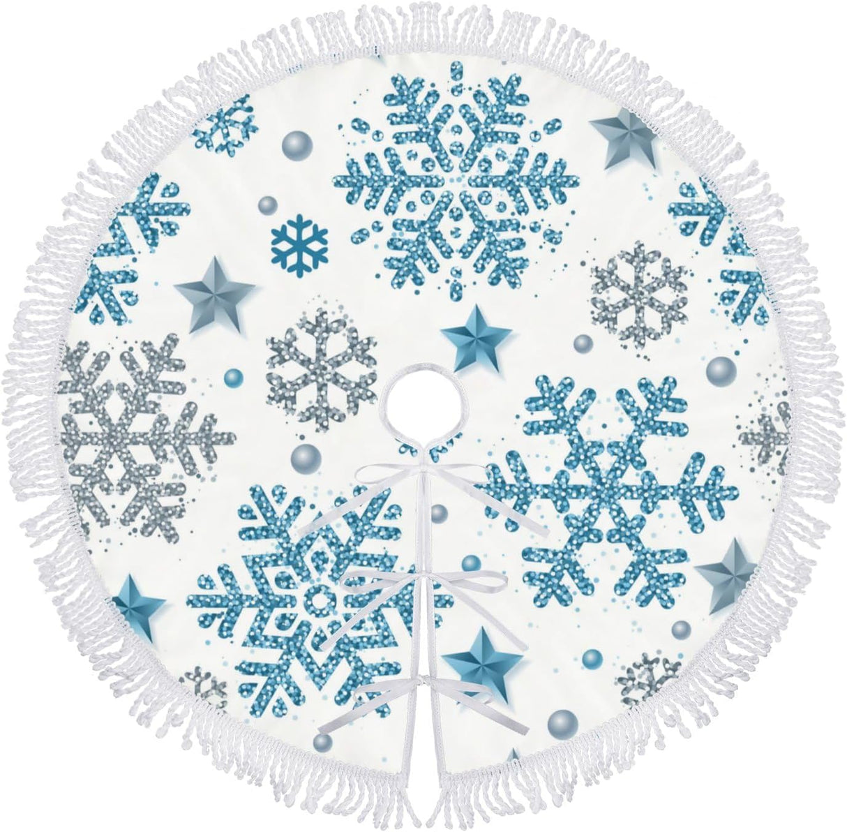 Faldón de árbol de Navidad 30 con copos de nieve, decorativo