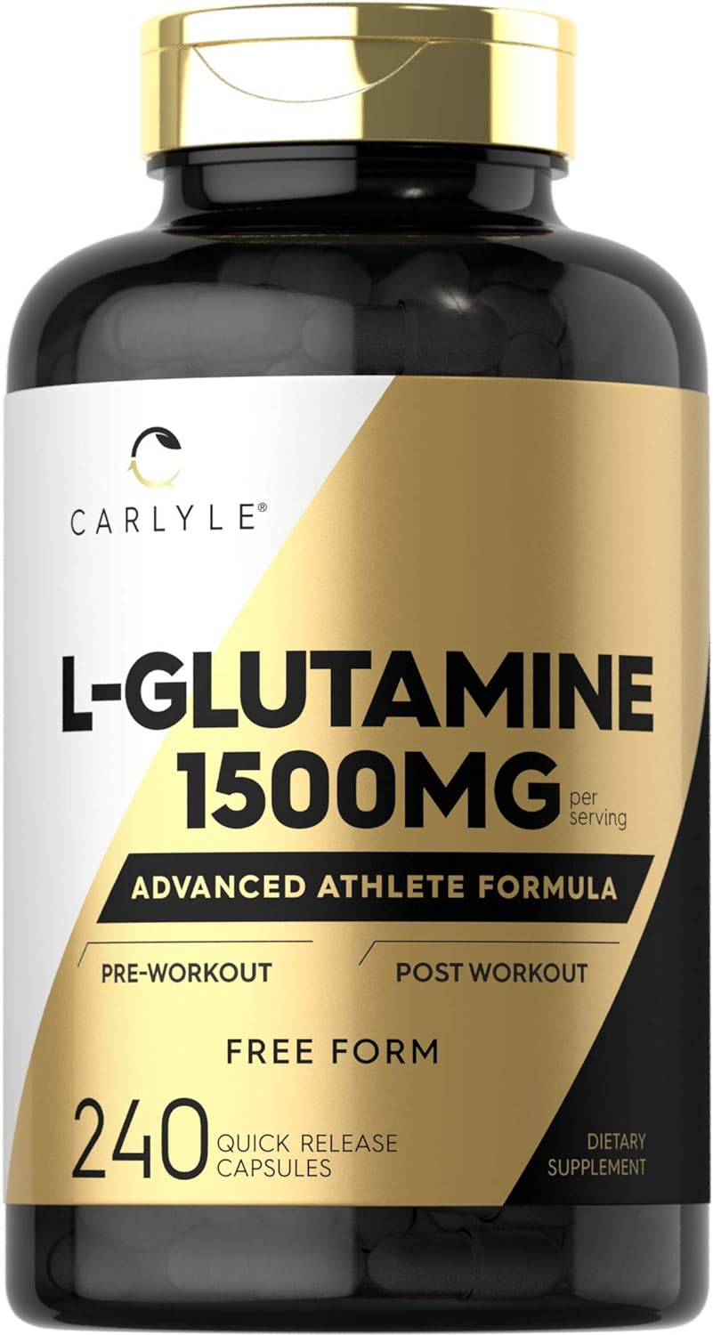 Cápsulas de Glutamina 1500mg Carlyle | 240 Conteos | Sin GMO