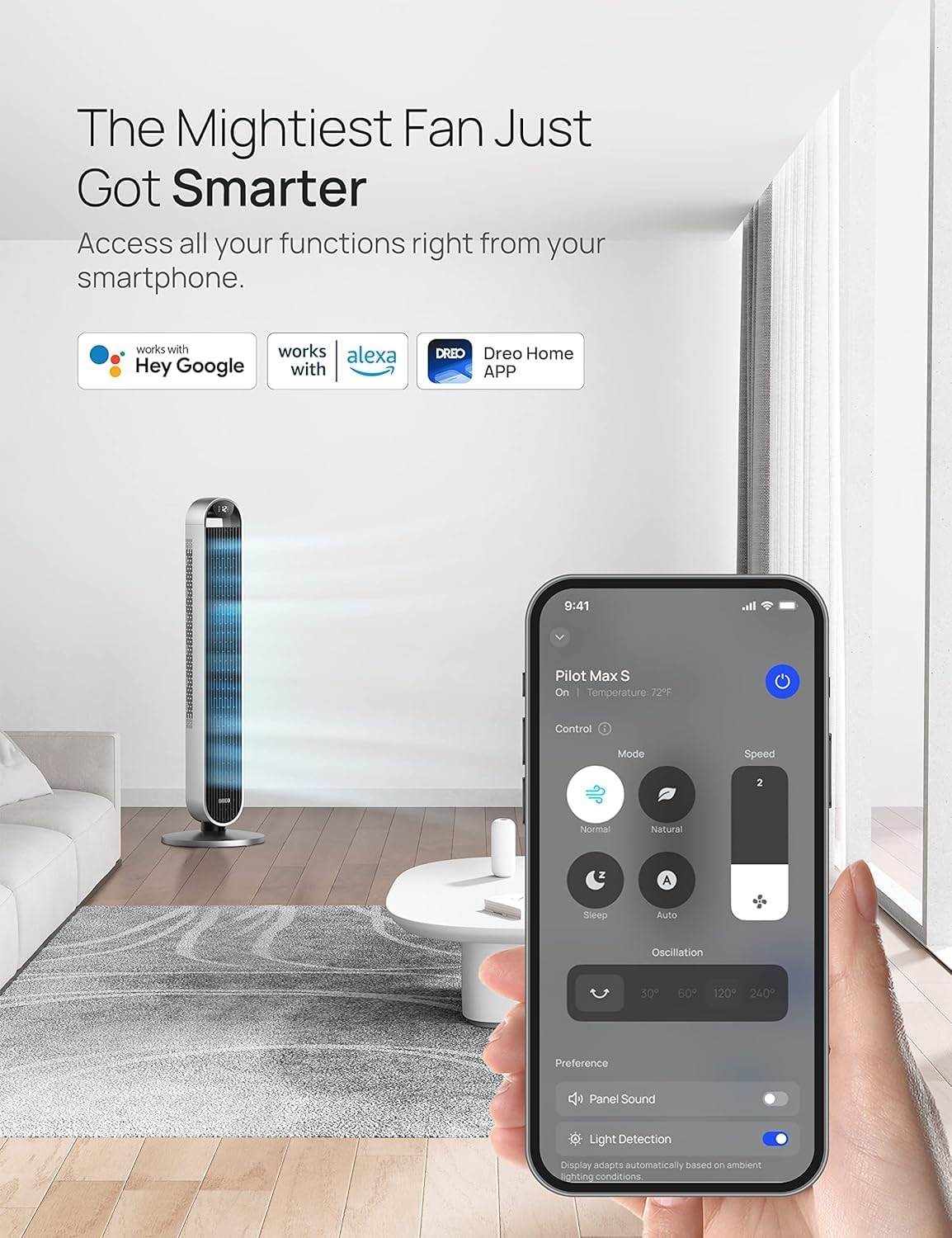 Ventilador Dreo Torre 42, 120° Oscilante, 12 Velocidades, Pilot Max S