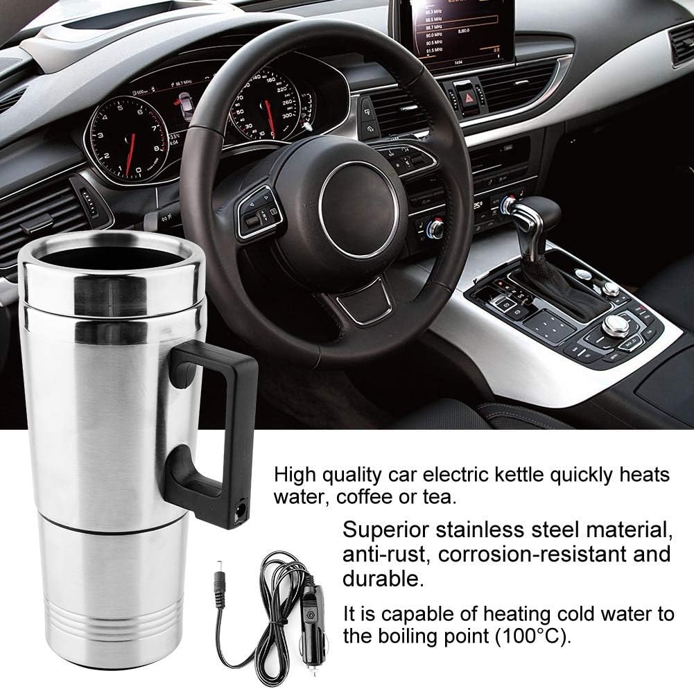 Kettle eléctrica Duokon 350ML 12V para coche, acero inoxidable