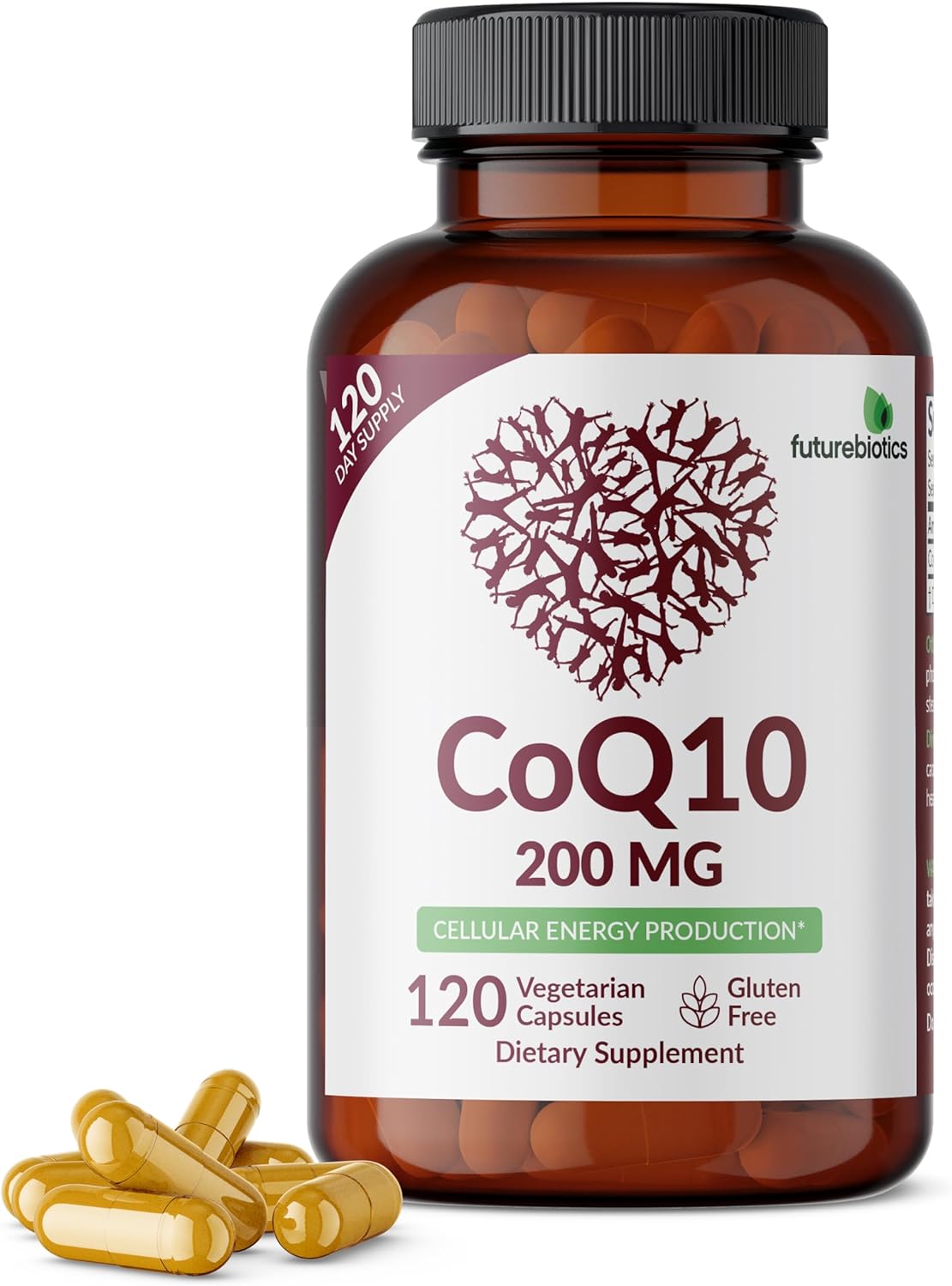 CoQ10 200 MG para Energía Celular, 120 Cápsulas Vegetarianas