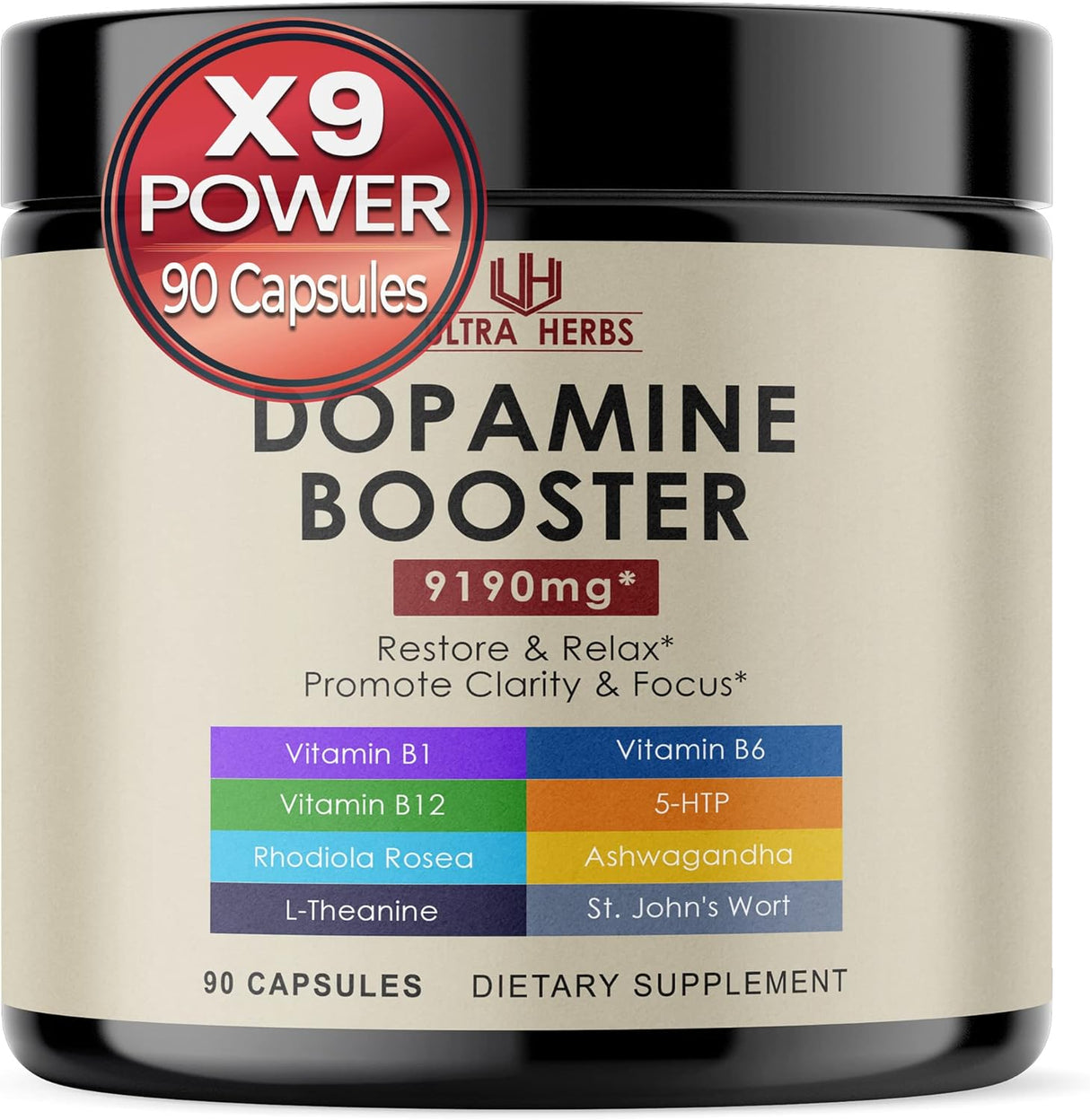 Suplemento de enfoque de dopamina Ashwagandha 5000mg 5-HTP