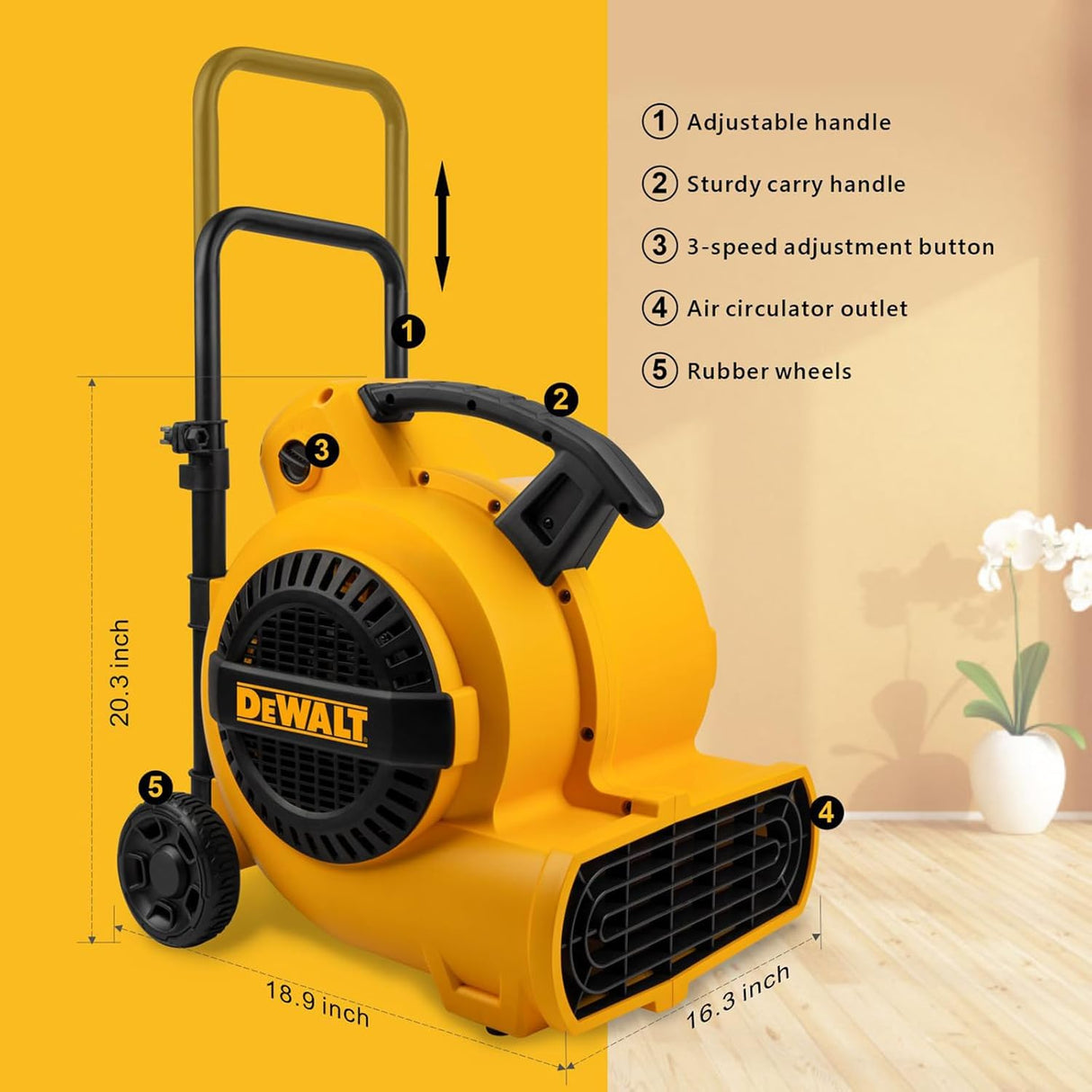 Ventilador DEWALT 3/4 HP, 3 Velocidades, 1800 CFM, DXAM-2818