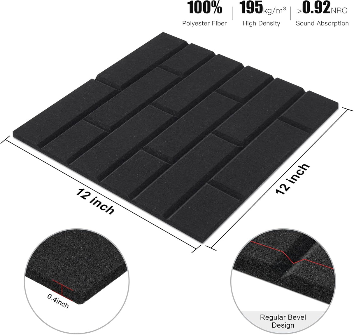 Paneles Acústicos Tutmyrea 12 PCS, Autoadhesivos, 12x12 pulgadas