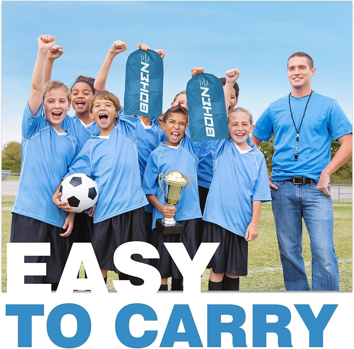 Porteria de futbol infantil con red y bolso de traslado