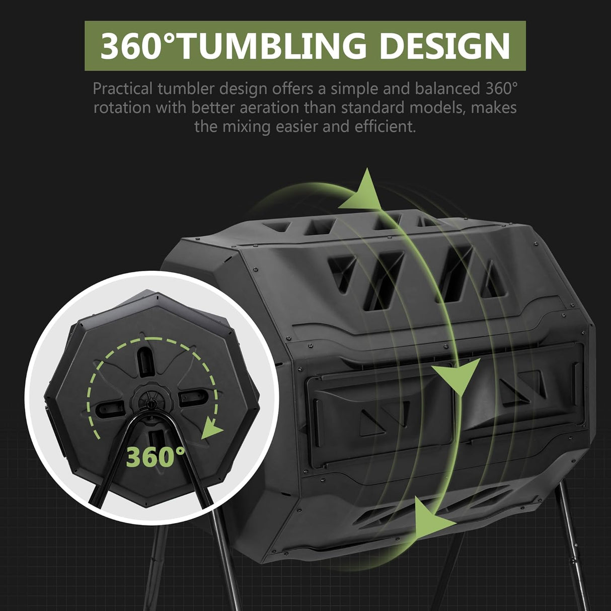 Compostador Exterior SUPER DEAL 43 Galones Doble Cámara 360°