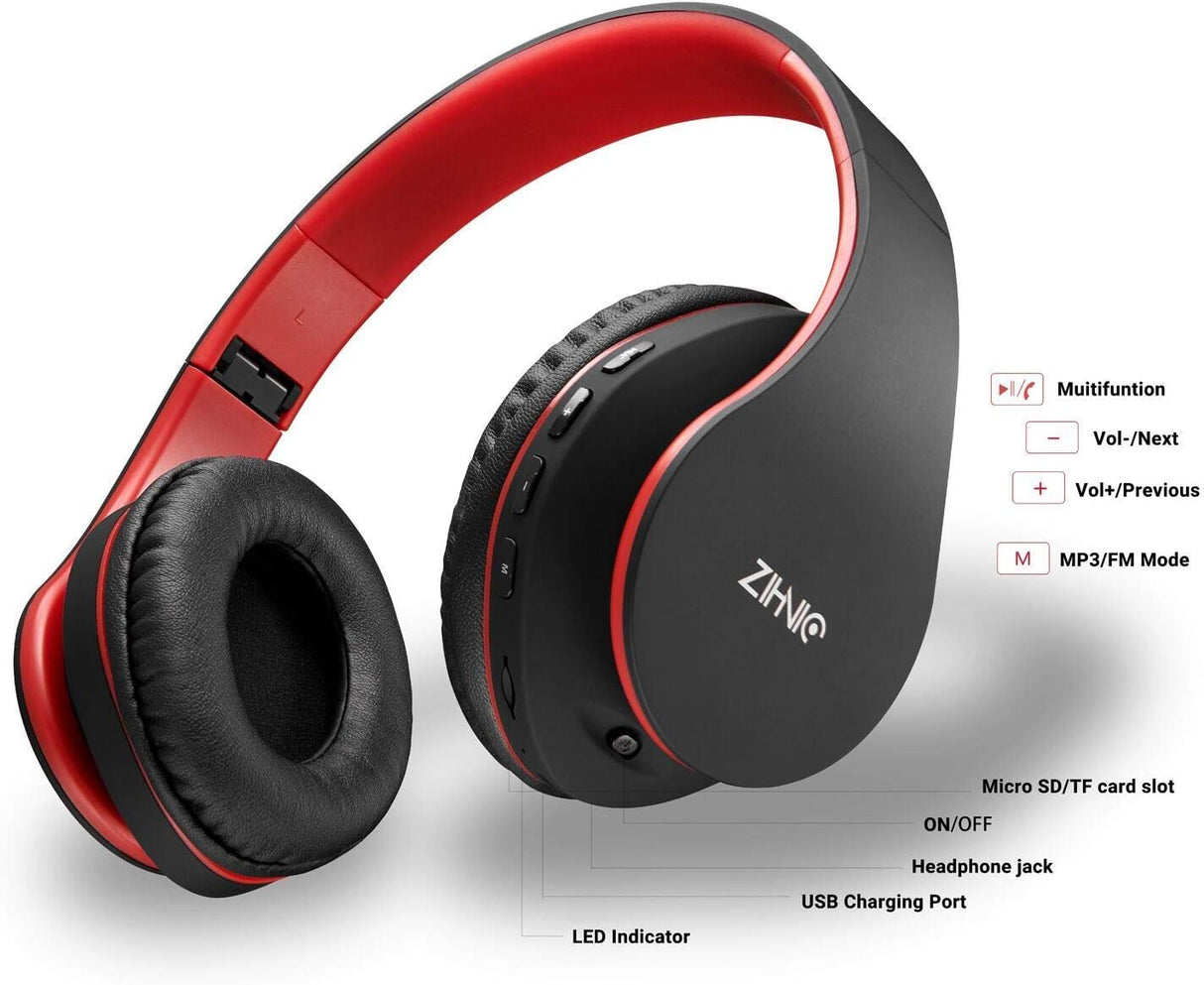 Auriculares ZIHNIC Bluetooth, Plegables, Inalámbricos y Con Cable