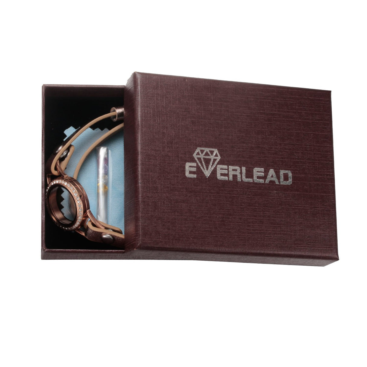 EVERLEAD Pulsera de cuero de doble envoltura en Acero