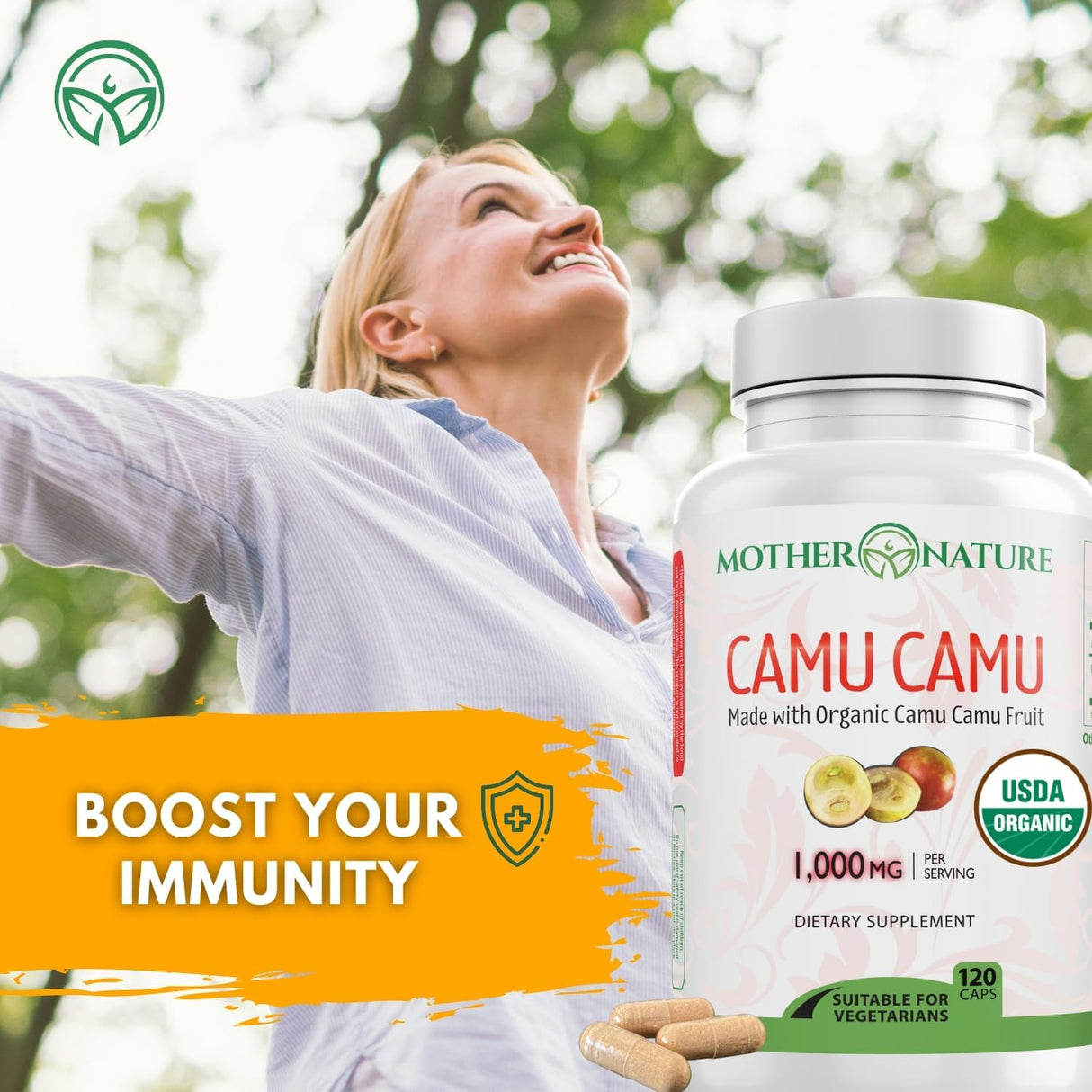Camu Camu Vitamina C Orgánica 1000mg Vegan 120 Caps