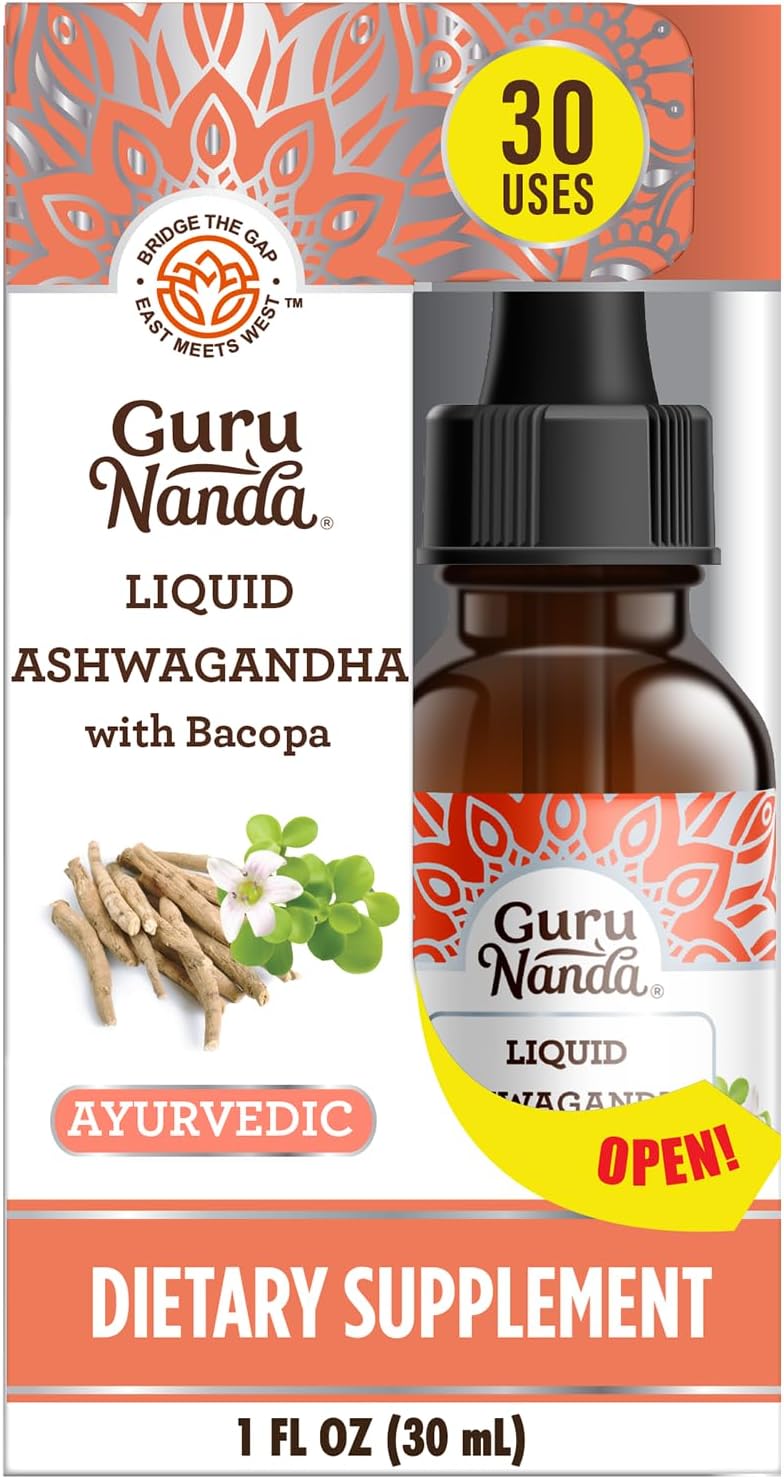 Extracto Líquido de Ashwagandha, GuruNanda, 1 Fl Oz, Vegano