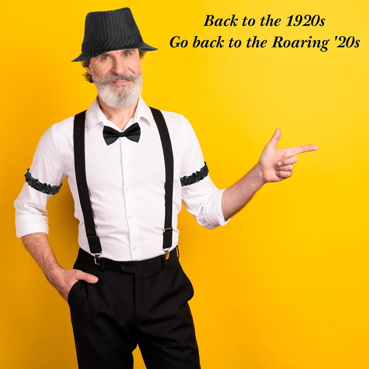 Disfraz de Hombre SATINIOR 1920s con Chaleco, Sombrero y Reloj