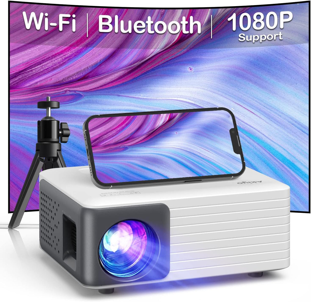 Proyector Mini WiFi Bluetooth 1080P, Portátil para Cine en Casa