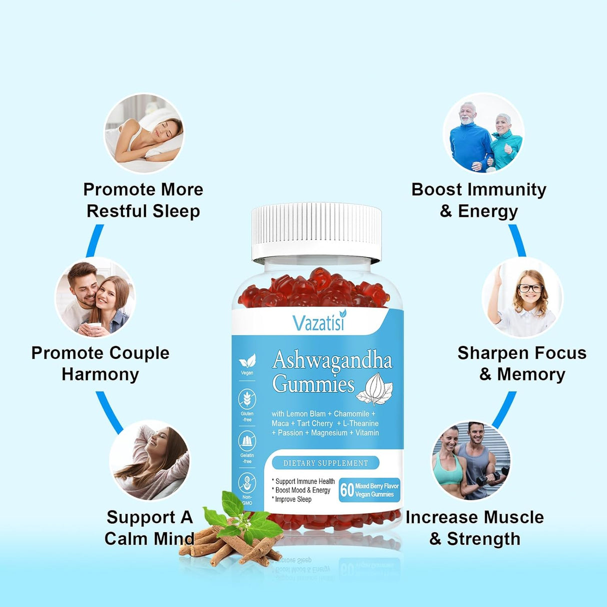 Gomitas de Ashwagandha 2500mg - Suplemento Orgánico 120 Unidades