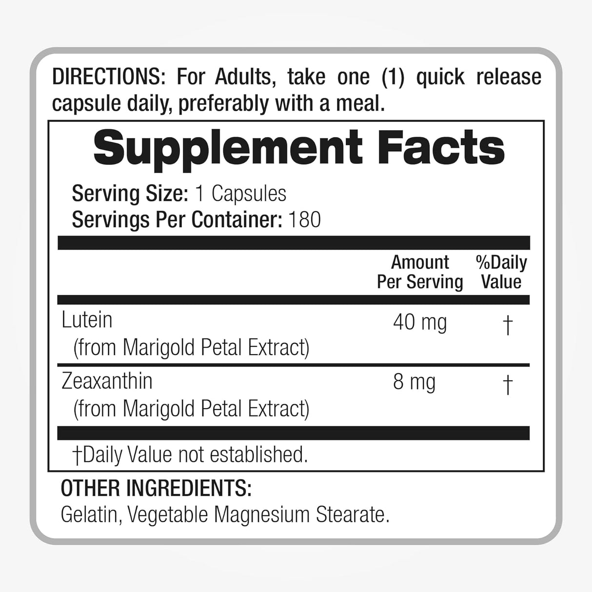 Suplementos Luteína | 180 Cápsulas | 40 mg | Luteína 40mg