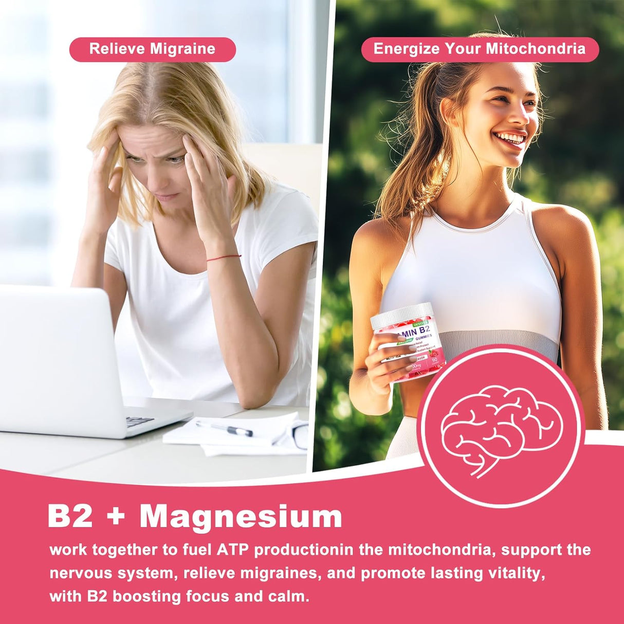 Gominolas de B2 Riboflavina 400mg con Magnesio, 90u