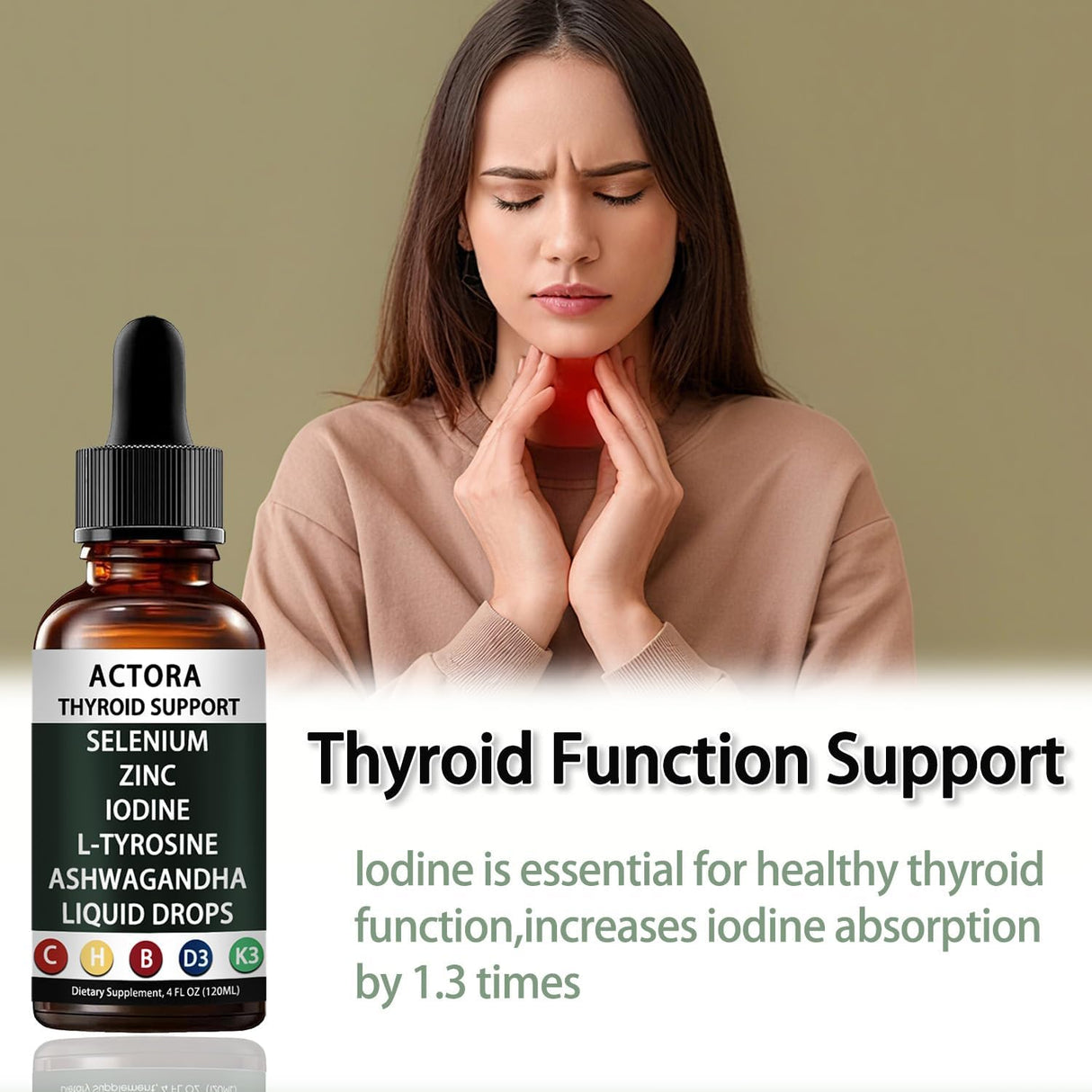 Actora Suplemento para Tiroides con Selenium Zinc Iodina 4oz