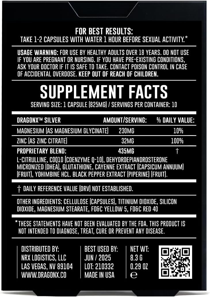 Suplemento yohimbina Silver mejora del rendimiento masculino