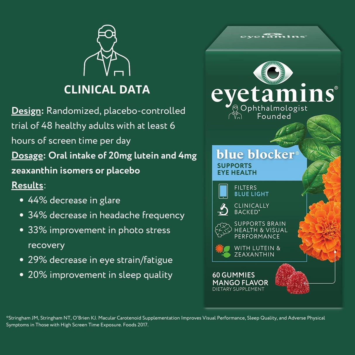 Suplemento eyetamins Blue Blocker® Eye Health - 60 gomitas