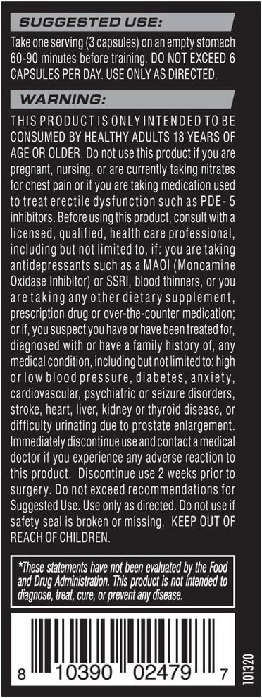 Cellucor Suplementos de óxido nítrico de cromo NO3 arginina