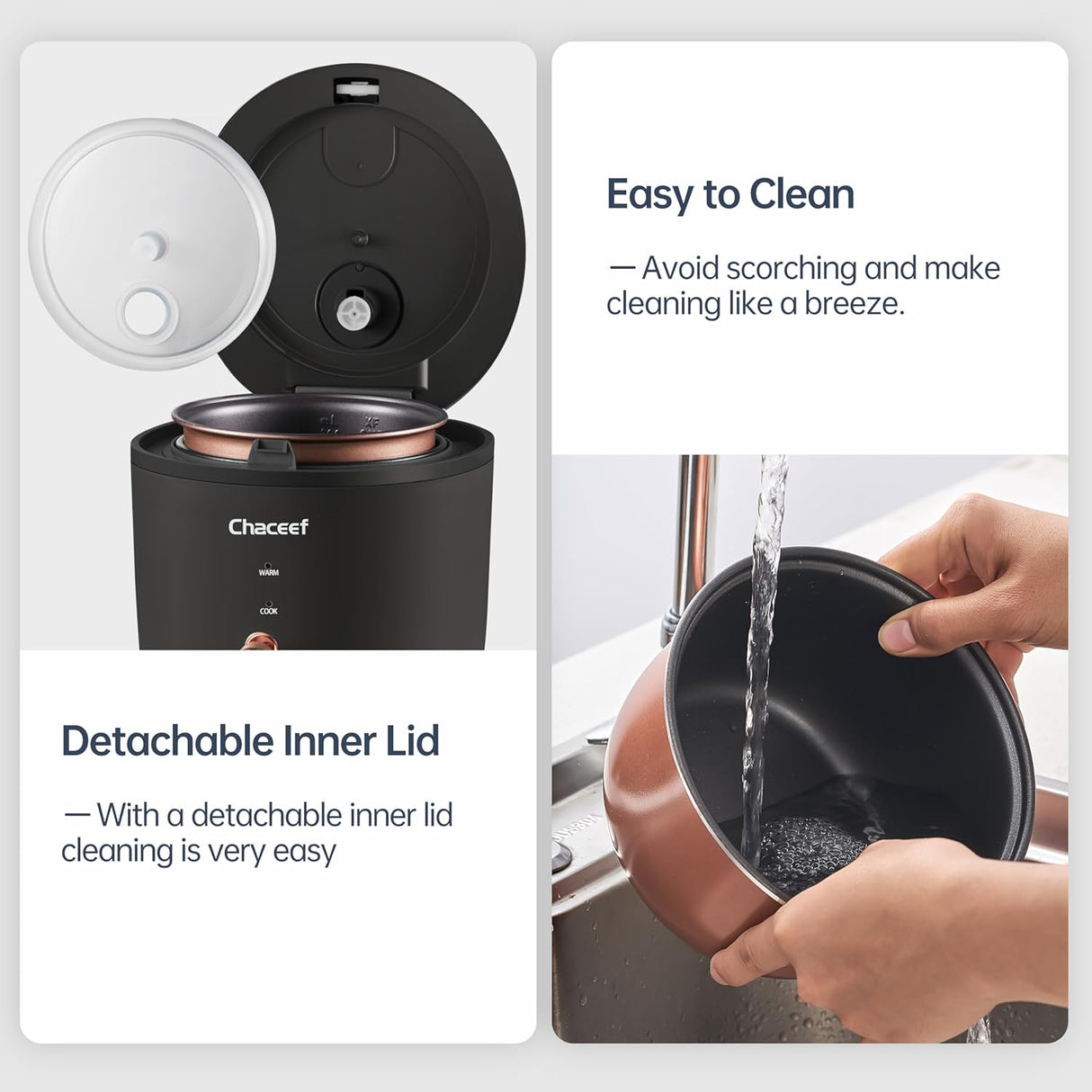 Mini Arrocera CHACEEF 2 Tazas, Función Calentar y Vaporera