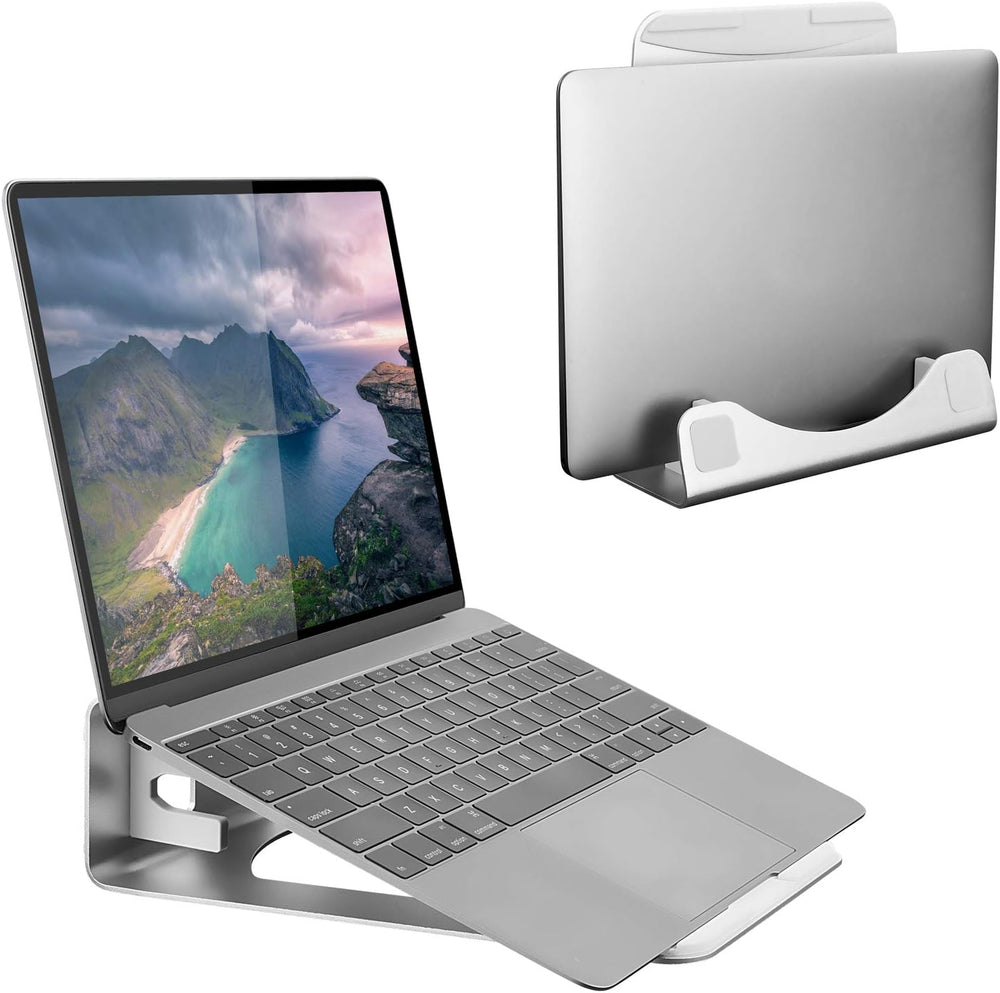 Soporte vertical para laptop de aluminio 2 en 1