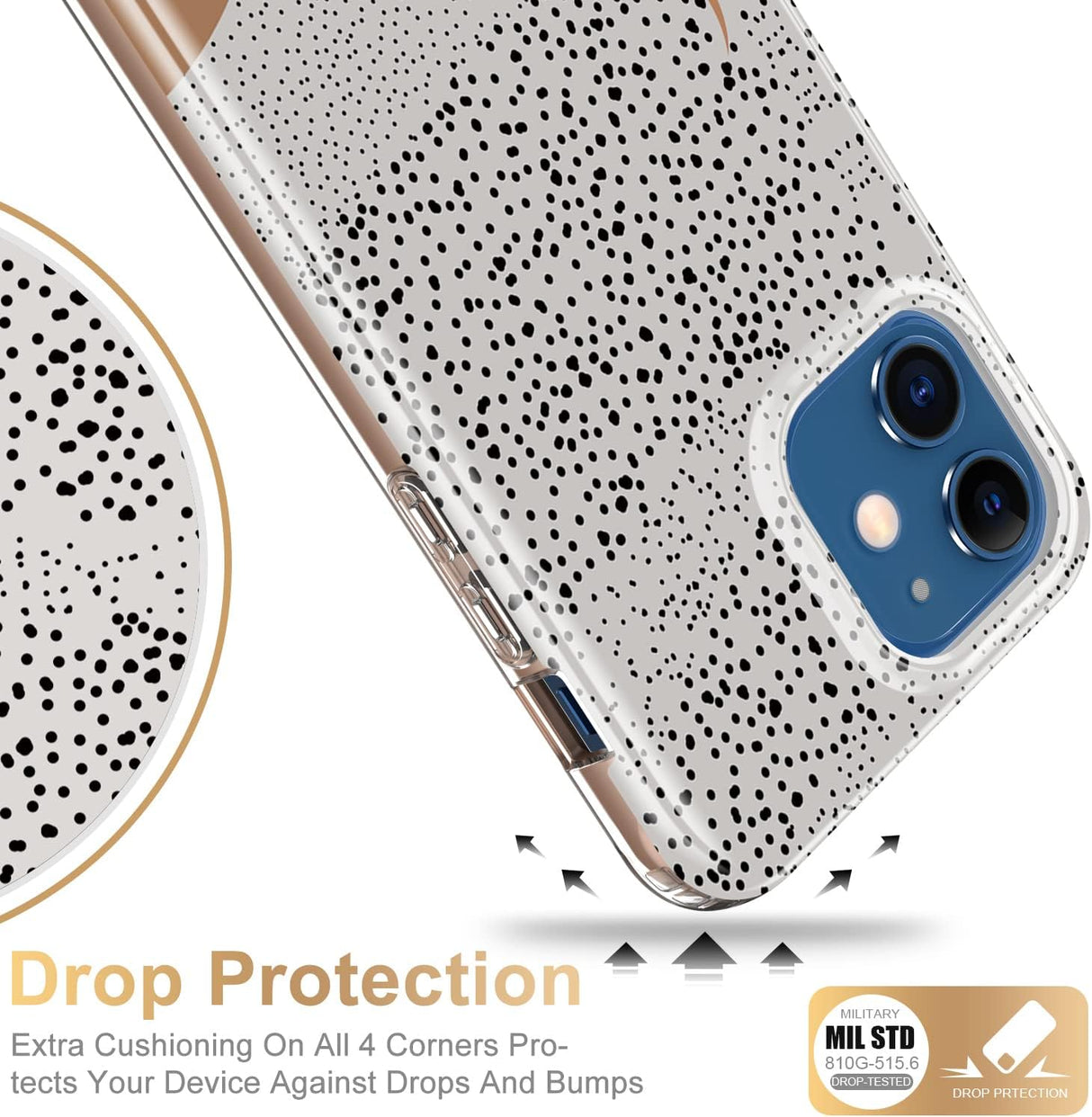 ESDOT Funda para iPhone 12, iPhone 12 Pro con protector de pantalla integrado, funda resistente con diseños de moda para mujeres y niñas, funda protectora para iPhone 12/12 Pro de 6.1 pulgadas, pintura abstracta