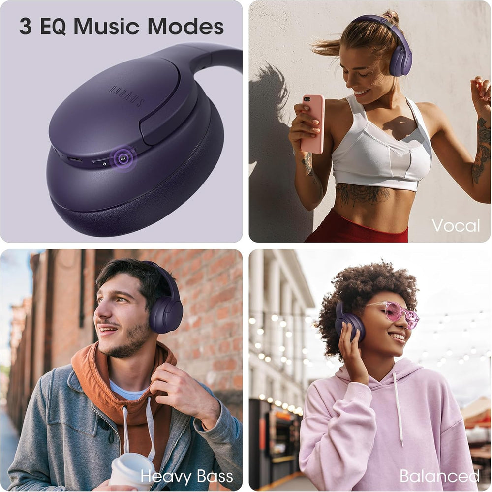 Auriculares Bluetooth Inalámbricos Over Ear, 90H Autonomía, EQ 3 Modos