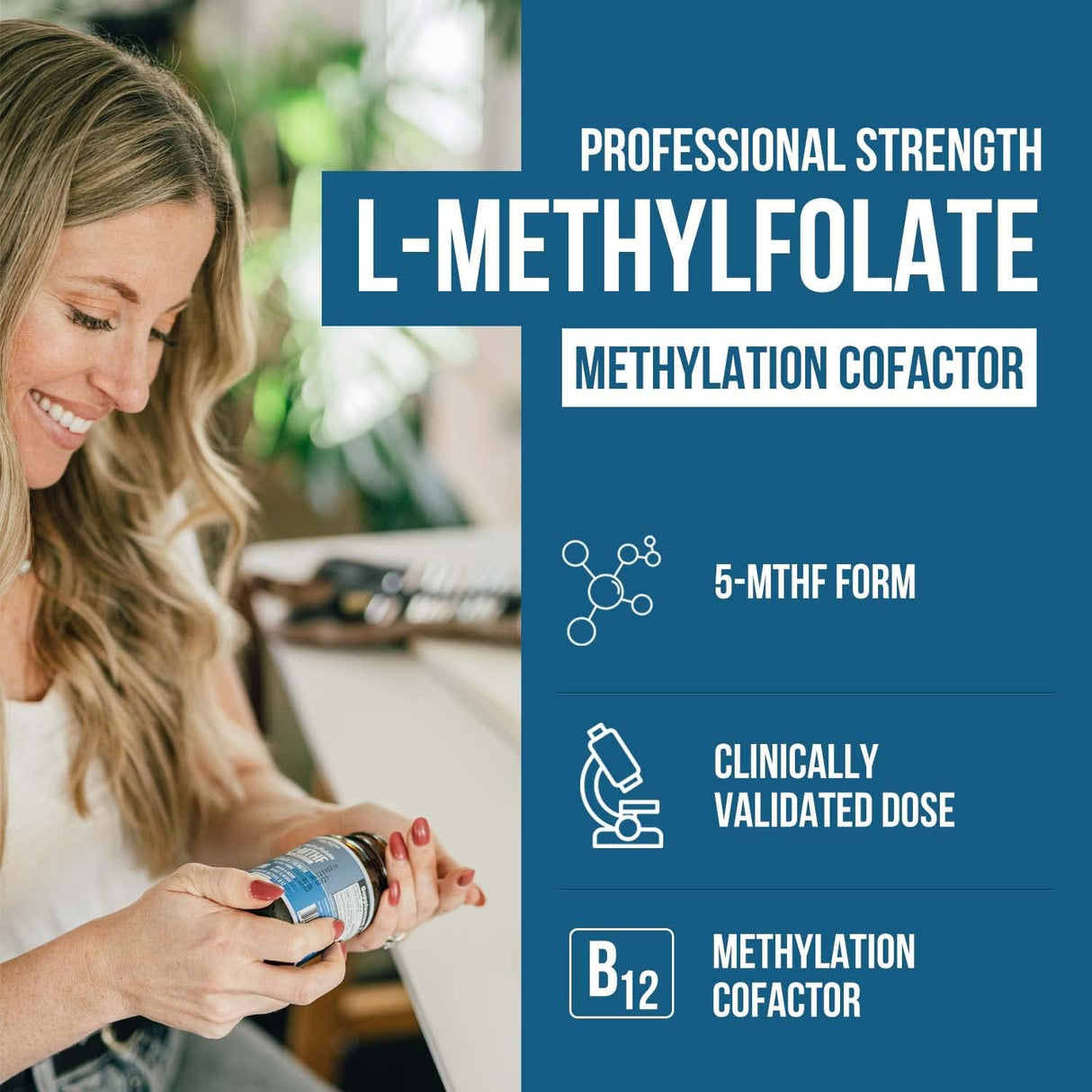 Suplemento L-metilfolato 15mg cofactor metil B12 60 caps