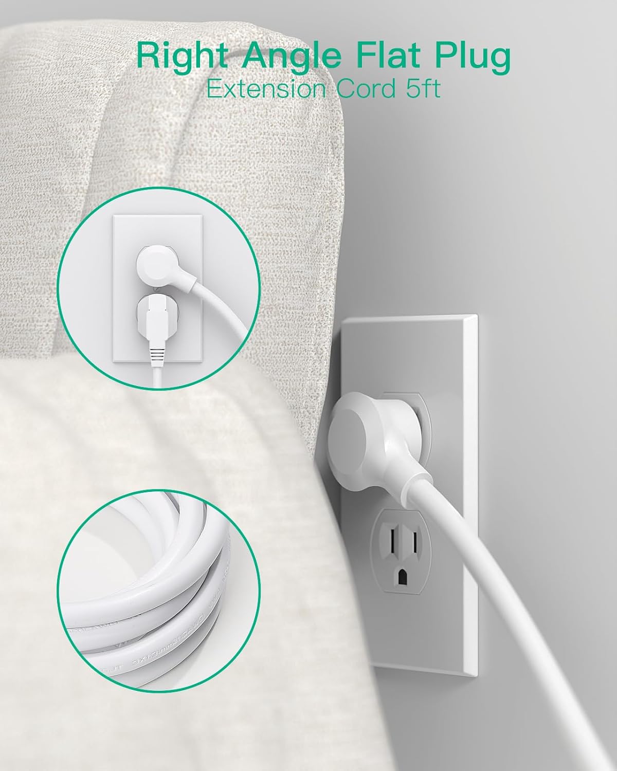 Regleta protectora contra sobretensiones, plano, 8 tomas