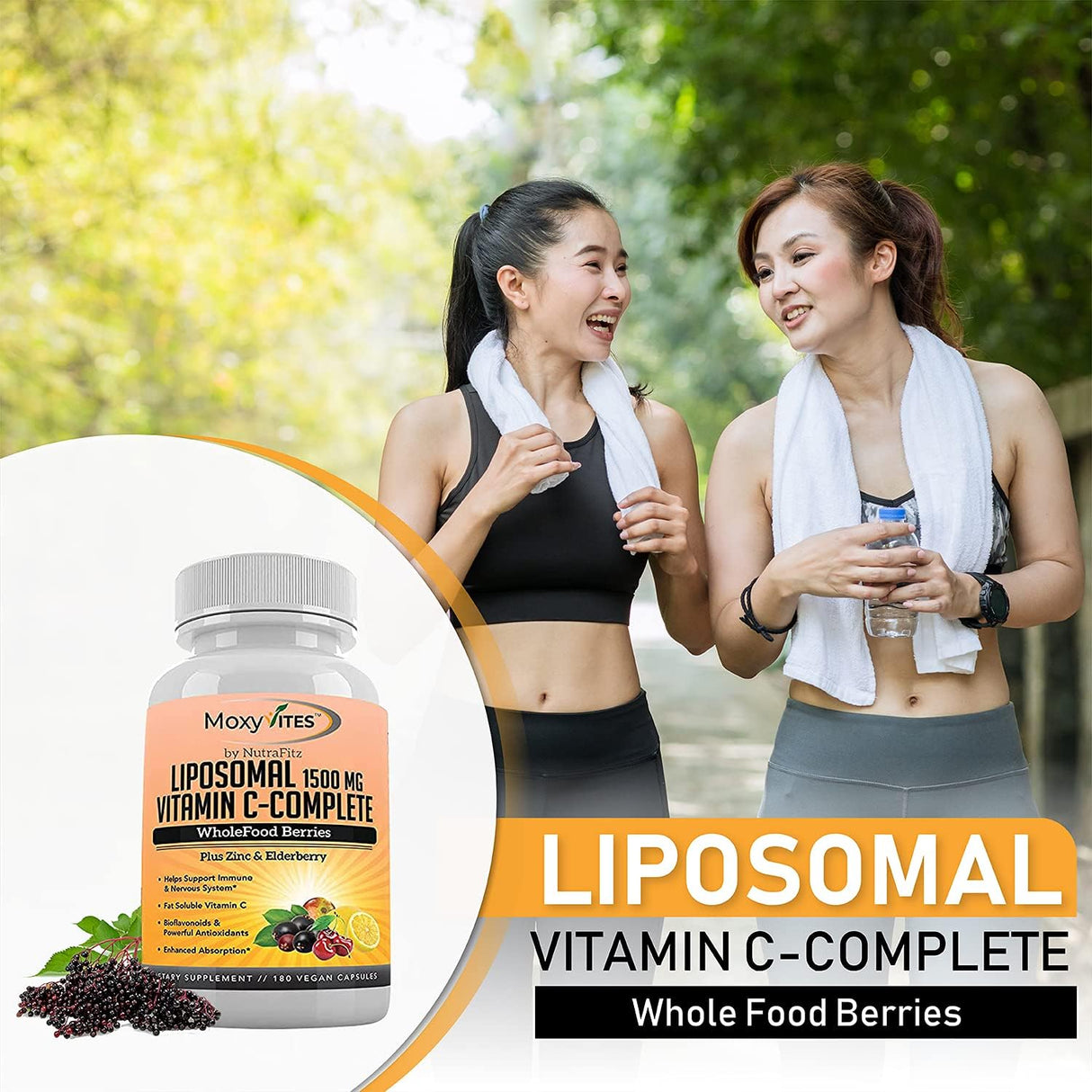 Suplementos Vitamina C liposomal con cápsulas de zinc 180 un